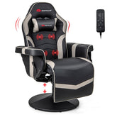 Ergonomic Gaming Recliner Chair with Massage, Retractable Footrest & Cup Holder, Height Adjustable Racing Style Swivel Video Game Chair