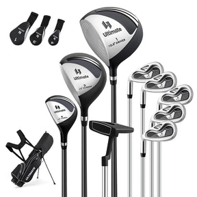 Men's Left-Handed Complete Golf Clubs Set, 10 Pieces Golf Club Package Set with 460CC Driver, Fairway Wood, Putter & Lightweight Stand Bag