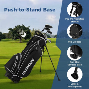 Men's Left-Handed Complete Golf Clubs Set, 10 Pieces Golf Club Package Set with 460CC Driver, Fairway Wood, Putter & Lightweight Stand Bag