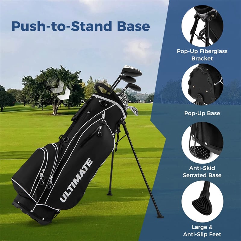 Men's Left-Handed Complete Golf Clubs Set, 10 Pieces Golf Club Package Set with 460CC Driver, Fairway Wood, Putter & Lightweight Stand Bag