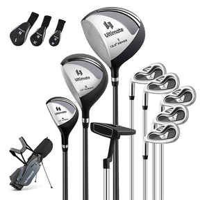 Men's Left-Handed Complete Golf Clubs Set, 10 Pieces Golf Club Package Set with 460CC Driver, Fairway Wood, Putter & Lightweight Stand Bag
