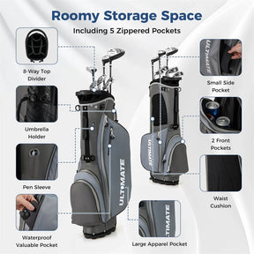 Men's Left-Handed Complete Golf Clubs Set, 10 Pieces Golf Club Package Set with 460CC Driver, Fairway Wood, Putter & Lightweight Stand Bag