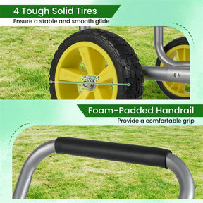 Heavy Duty Metal Garden Hose Reel Cart Holds 300FT of 5/8" Hose with 4 Wheels & Storage Basket, Portable Water Hose Organizer for Yard Lawn