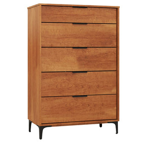 Mid Century Modern 5-Drawer Dresser, Wooden Chest of Drawers with Interlock System, Anti-Tip Kit & Metal Legs for Bedroom, Living Room, Hallway