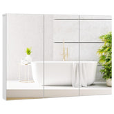 34.5" Wide Mirrored Medicine Cabinet with 3 Doors & Adjustable Shelf, Large Wall Mounted/Recessed Bathroom Storage Cabinet Organizer