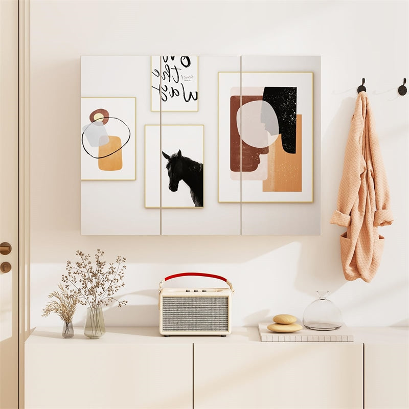 34.5" Wide Mirrored Medicine Cabinet with 3 Doors & Adjustable Shelf, Large Wall Mounted/Recessed Bathroom Storage Cabinet Organizer