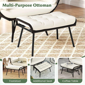 Oversized Wicker Egg Chair with 4 Cushions, Steel Frame Basket Chair Rattan Indoor Outdoor Lounger for Patio, Living Room