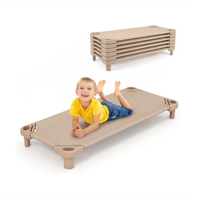 Pack of 6 Stackable Daycare Cots for Kids, 51" x 23" Preschool Nap Mat Toddler Sleeping Cot with Easy Lift Corner, Space-Saving for Classroom