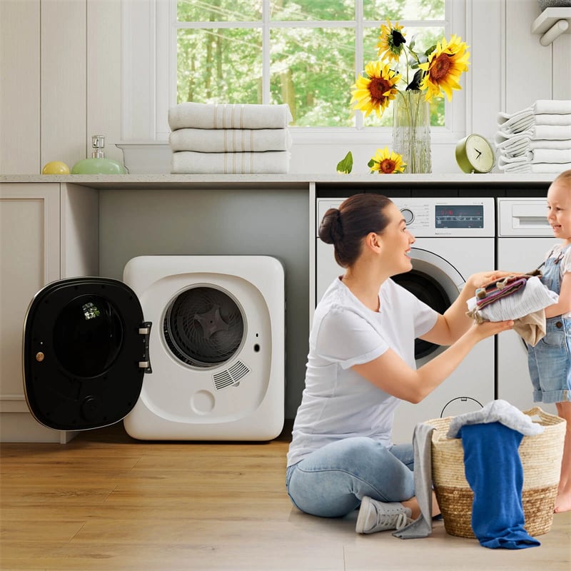 1.5 cu.ft Portable Clothes Dryer, 800W Electric Compact Vented Tumble Dryer with Stainless Steel Tub & 5 Modes for Apartment, Dorm & RV
