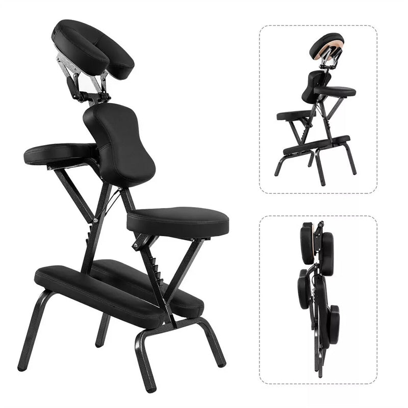 Portable Lightweight Massage Chair, PU Leather Tattoo Spa Chair with Thickened Sponge & Carrying Bag, Folding Travel Chair for Massage Therapy
