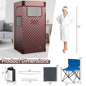 Portable Steam Sauna Personal Home Sauna Tent w/3L Steam Generator, Foldable Chair, Full-Size Indoor Steam Room for Home Spa