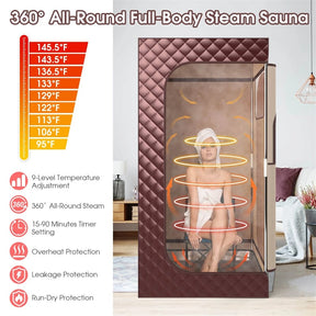 Portable Steam Sauna Personal Home Sauna Tent w/3L Steam Generator, Foldable Chair, Full-Size Indoor Steam Room for Home Spa