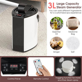 Portable Steam Sauna Personal Home Sauna Tent w/3L Steam Generator, Foldable Chair, Full-Size Indoor Steam Room for Home Spa