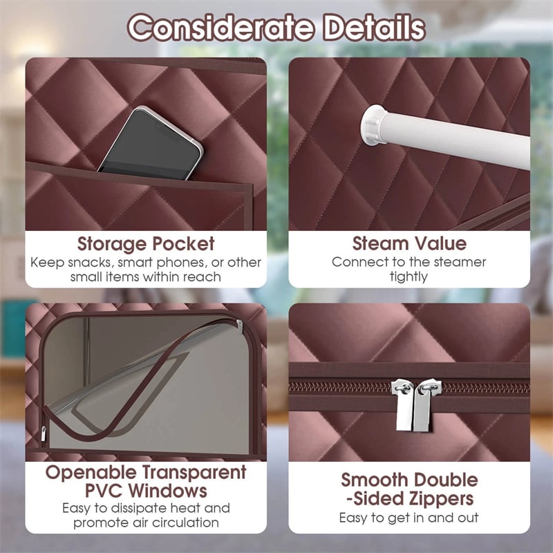 Portable Steam Sauna Personal Home Sauna Tent w/3L Steam Generator, Foldable Chair, Full-Size Indoor Steam Room for Home Spa