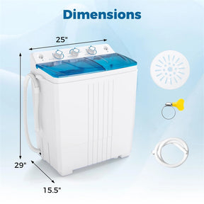 Portable Washing Machine, 2-in-1 Twin Tub Washer Spin Dryer Combo with Built-in Drain Pump, 20LB Capacity & Compact for Apartment, Dorm & RV