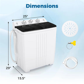 Portable Washing Machine, 2-in-1 Twin Tub Washer Spin Dryer Combo with Built-in Drain Pump, 20LB Capacity & Compact for Apartment, Dorm & RV