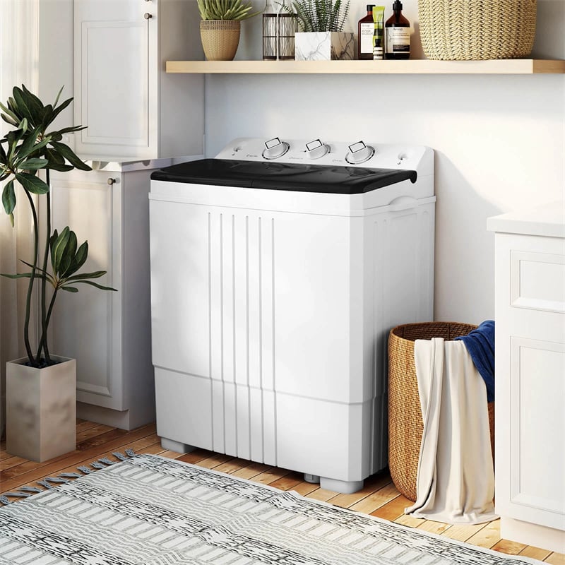 Portable Washing Machine, 2-in-1 Twin Tub Washer Spin Dryer Combo with Built-in Drain Pump, 20LB Capacity & Compact for Apartment, Dorm & RV