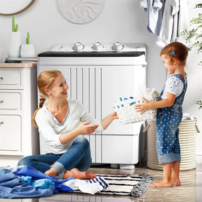 Portable Washing Machine, 2-in-1 Twin Tub Washer Spin Dryer Combo with Built-in Drain Pump, 20LB Capacity & Compact for Apartment, Dorm & RV