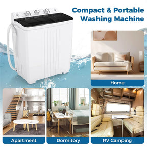 Portable Washing Machine, 2-in-1 Twin Tub Washer Spin Dryer Combo with Built-in Drain Pump, 20LB Capacity & Compact for Apartment, Dorm & RV