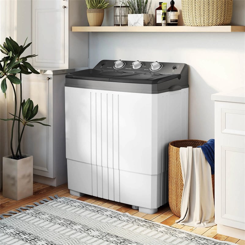 Portable Washing Machine, 2-in-1 Twin Tub Washer Spin Dryer Combo with Built-in Drain Pump, 20LB Capacity & Compact for Apartment, Dorm & RV