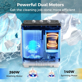 Portable Washing Machine, 2-in-1 Twin Tub Washer Spin Dryer Combo with Built-in Drain Pump, 20LB Capacity & Compact for Apartment, Dorm & RV