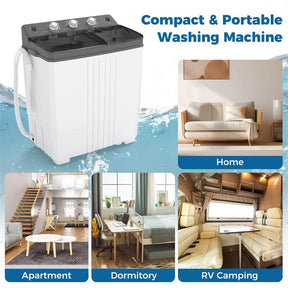 Portable Washing Machine, 2-in-1 Twin Tub Washer Spin Dryer Combo with Built-in Drain Pump, 20LB Capacity & Compact for Apartment, Dorm & RV