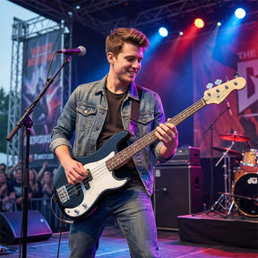 46" Right-handed Electric Bass Guitar, 4 Strings Full Size Bass Kit with Double Pickups, Open-gear Tuning, Gig Bag, Strap & Cable for Beginners