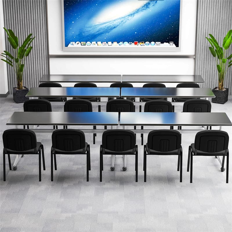 Set of 5 Stackable Conference Chairs with Ergonomic Upholstered Seat & Metal Frame, Modern Office Guest Chairs for Waiting Reception Rooms