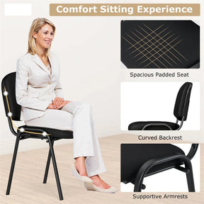 Set of 5 Stackable Conference Chairs with Ergonomic Upholstered Seat & Metal Frame, Modern Office Guest Chairs for Waiting Reception Rooms