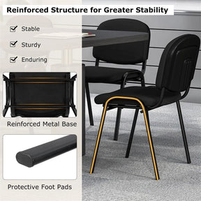 Set of 5 Stackable Conference Chairs with Ergonomic Upholstered Seat & Metal Frame, Modern Office Guest Chairs for Waiting Reception Rooms
