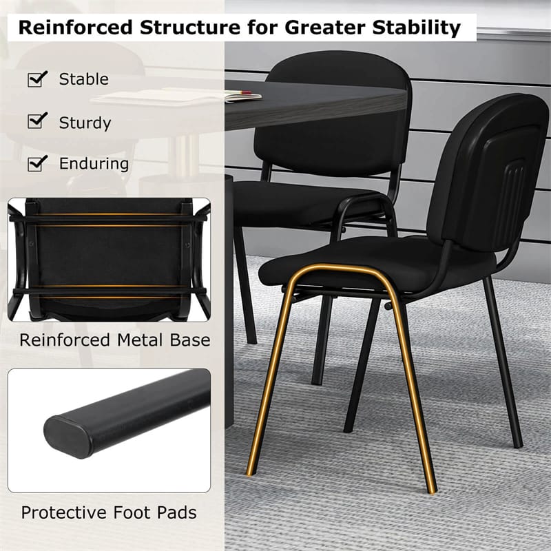 Set of 5 Stackable Conference Chairs with Ergonomic Upholstered Seat & Metal Frame, Modern Office Guest Chairs for Waiting Reception Rooms