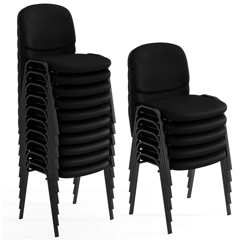 Set of 5 Stackable Conference Chairs with Ergonomic Upholstered Seat & Metal Frame, Modern Office Guest Chairs for Waiting Reception Rooms