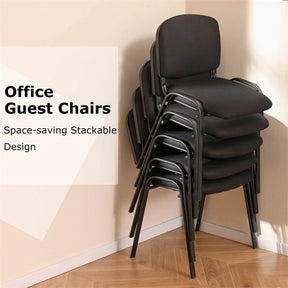 Set of 5 Stackable Conference Chairs with Ergonomic Upholstered Seat & Metal Frame, Modern Office Guest Chairs for Waiting Reception Rooms