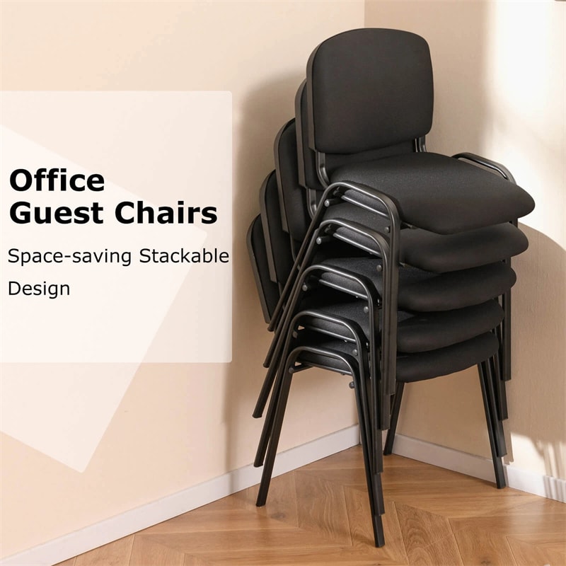 Set of 5 Stackable Conference Chairs with Ergonomic Upholstered Seat & Metal Frame, Modern Office Guest Chairs for Waiting Reception Rooms