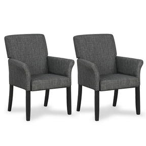 Fabric Upholstered Executive Guest Chair, Waiting Room Reception Chair with Padded Arms & Solid Rubber Wood Legs for Office Meeting Rooms