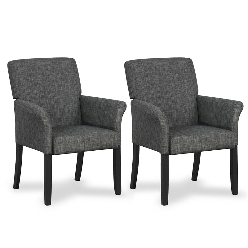 Fabric Upholstered Executive Guest Chair, Waiting Room Reception Chair with Padded Arms & Solid Rubber Wood Legs for Office Meeting Rooms