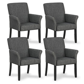 Fabric Upholstered Executive Guest Chair, Waiting Room Reception Chair with Padded Arms & Solid Rubber Wood Legs for Office Meeting Rooms