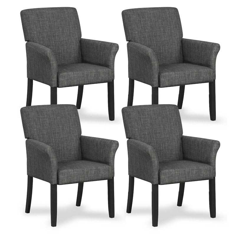 Fabric Upholstered Executive Guest Chair, Waiting Room Reception Chair with Padded Arms & Solid Rubber Wood Legs for Office Meeting Rooms