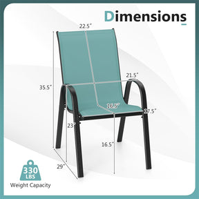 Set of 4 Outdoor Stackable Dining Chairs w/Breathable Fabric, All Weather Heavy Duty Rustproof Steel Frame Patio Lawn Chairs