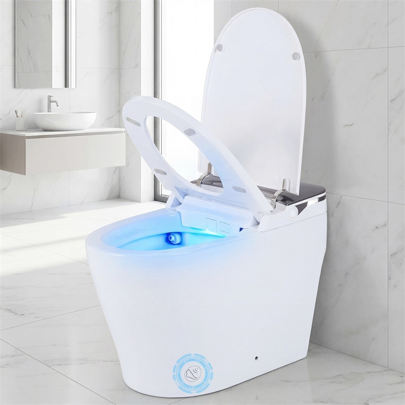 Smart Toilet with Built-in Bidet, ADA Height One Piece Electric Toilet w/ 1000g MaP Flush, Auto Open & Flush, Tank & Pump, Heated Seat, Dryer, Remote
