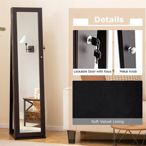 Standing Jewelry Armoire with Full Length Mirror, 2-in-1 Lockable Jewelry Cabinet Organizer Inside Makeup Mirror, Large Storage Capacity