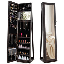 Standing Jewelry Armoire with Full Length Mirror, 2-in-1 Lockable Jewelry Cabinet Organizer Inside Makeup Mirror, Large Storage Capacity