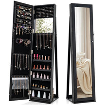 Standing Jewelry Armoire with Full Length Mirror, 2-in-1 Lockable Jewelry Cabinet Organizer Inside Makeup Mirror, Large Storage Capacity