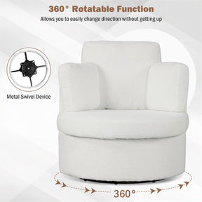 360° Swivel Accent Barrel Chair with Half Moon Storage Ottoman, Teddy Fleece Single Sofa Set with 3 Removable Pillows for Living Room & Bedroom