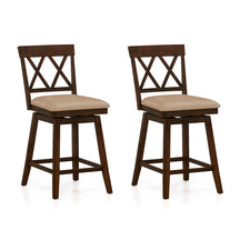 Swivel Bar Stools Set of 2, 24" Counter Height Chairs with Back, Padded Seat & Rubber Wood Frame, Farmhouse Barstools for Kitchen Island
