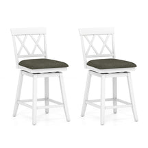 Swivel Bar Stools Set of 2, 24" Counter Height Chairs with Back, Padded Seat & Rubber Wood Frame, Farmhouse Barstools for Kitchen Island