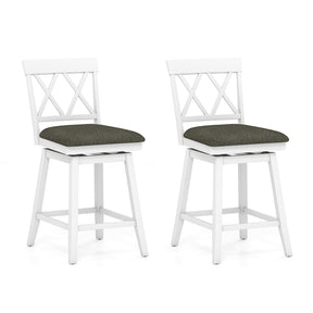 Swivel Bar Stools Set of 2, 24" Counter Height Chairs with Back, Padded Seat & Rubber Wood Frame, Farmhouse Barstools for Kitchen Island