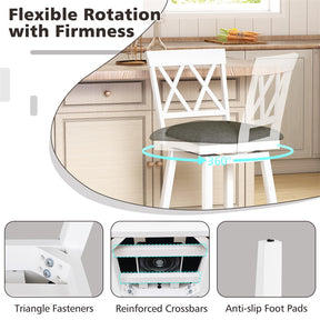 Swivel Bar Stools Set of 2, 24" Counter Height Chairs with Back, Padded Seat & Rubber Wood Frame, Farmhouse Barstools for Kitchen Island