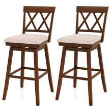 Swivel Bar Stools Set of 2, 29" Bar Height Chairs with Back, Padded Seat & Rubber Wood Frame, Farmhouse Barstools for Kitchen Island