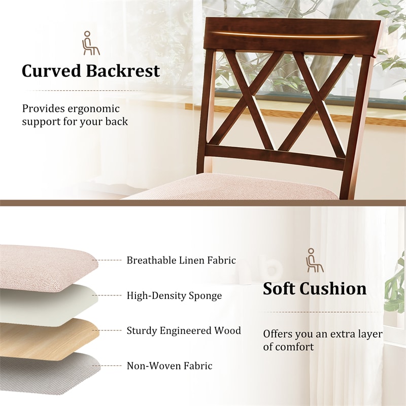 Swivel Bar Stools Set of 2, 29" Bar Height Chairs with Back, Padded Seat & Rubber Wood Frame, Farmhouse Barstools for Kitchen Island